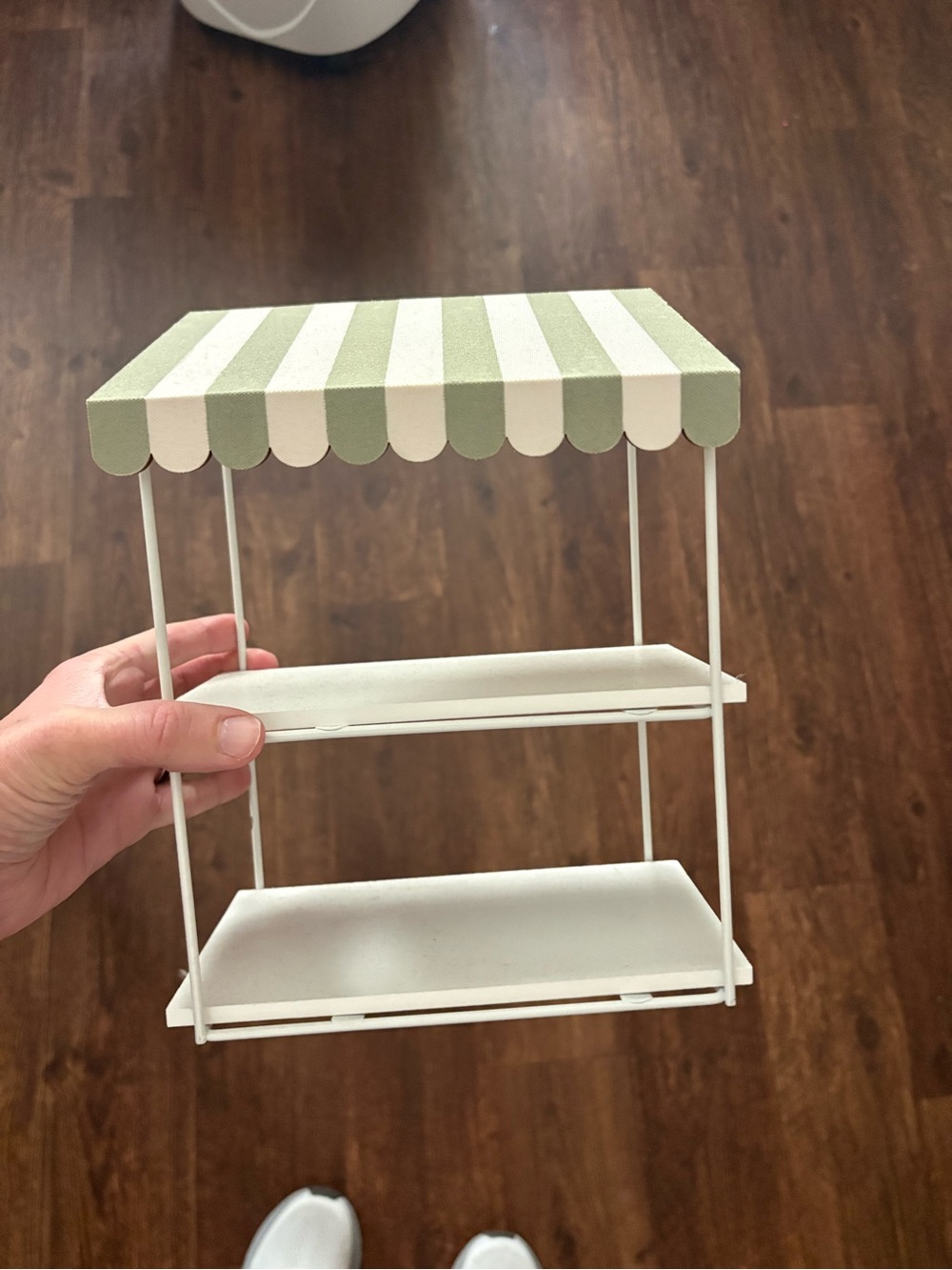 Target White and Sage Striped Mini Display Shelf